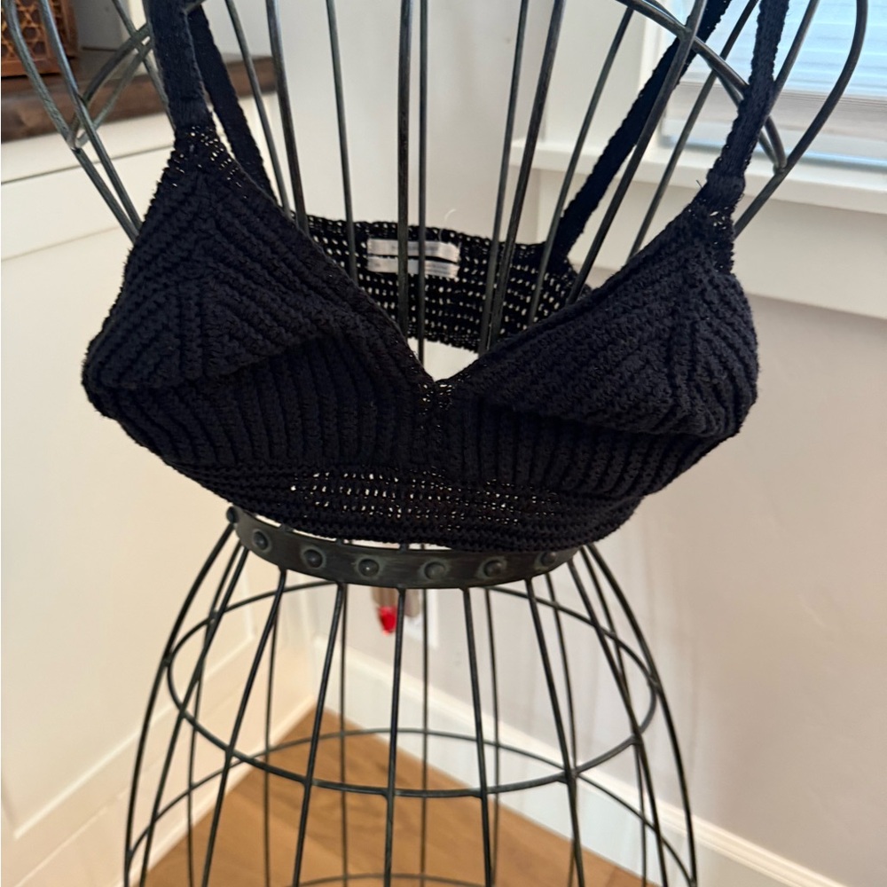Anthropologie Black Crochet Top